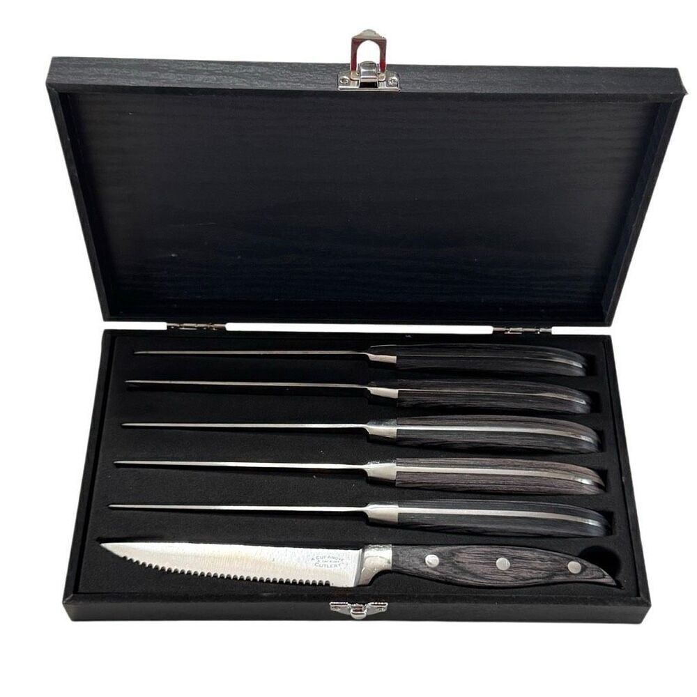Steak Knives Full Tang w/box by A Cut Above Cutlery - Stainless Steel Serrated